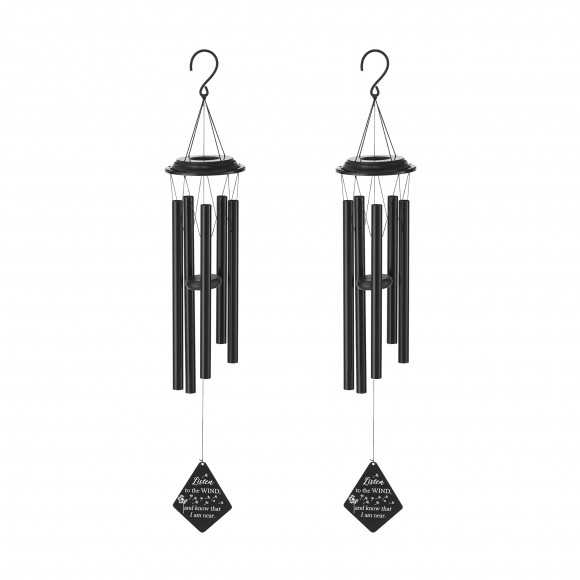 glitzhome Glitzhome Set of 2 - 38"H Metal Black Windchime