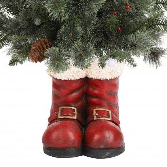 Glitzhome Glitzhome Set Of 2 4.5ft Christmas Santa Boots Porch Tree With 75 Warm White/Multi-color LED Lights Including 18 Globe LED Lights 9 Function W/Foot Pedal