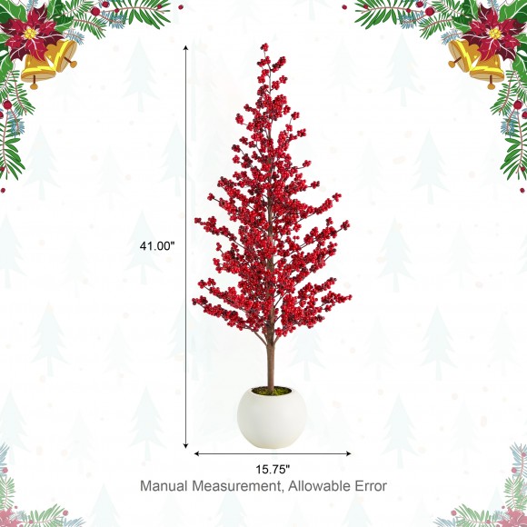 Glitzhome Glitzhome Set Of 2 41"H Christmas Berry Porch Tree