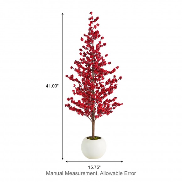 Glitzhome Glitzhome Set Of 2 41"H Christmas Berry Porch Tree