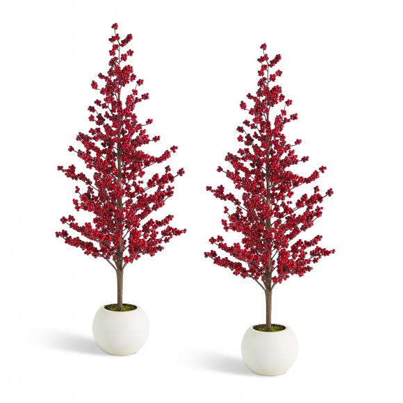 glitzhome Glitzhome Set of 2 41"H Christmas berry Porch Tree