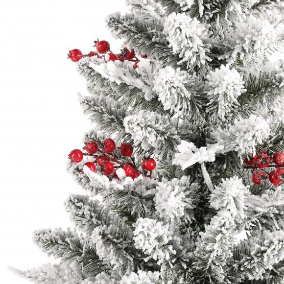 Glitzhome Glitzhome Set Of 2 4ft Pre-Lit Flocked Artificial Christmas Porch Tree With And Red Berries And 60 Warm White/Multi-color Lights 2 Function W/Foot Pedal