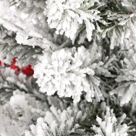 Glitzhome Glitzhome Set Of 2 4ft Pre-Lit Flocked Artificial Christmas Porch Tree With And Red Berries And 60 Warm White/Multi-color Lights 2 Function W/Foot Pedal