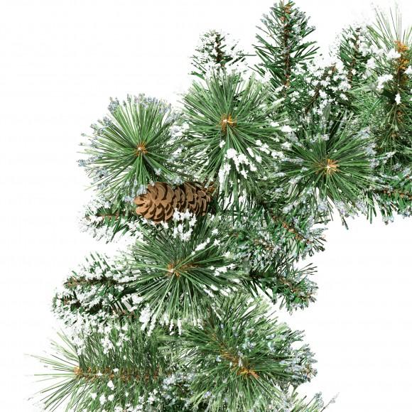 Glitzhome Glitzhome Set Of 2 9ft Pre-Lit Frosted Greenery Pinecones Christmas Garland With 50 C3 Clear LED Lights And Timer Three Function