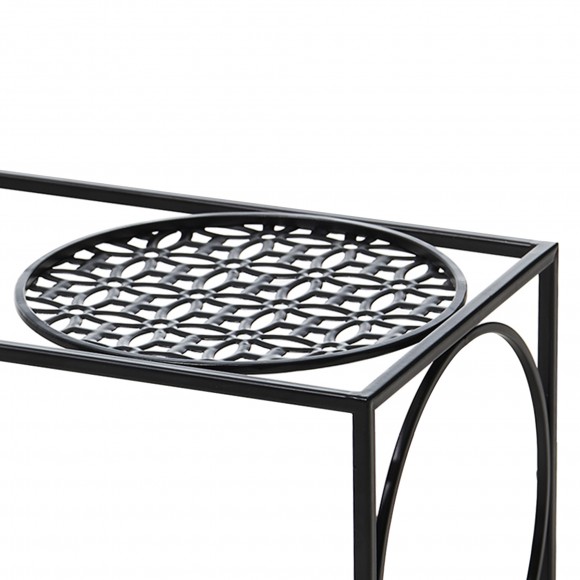 Glitzhome Glitzhome Set Of 2 Black Metal Wire Rectangular Nesting Planter Stand