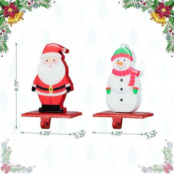 Glitzhome Glitzhome Set Of 2 Christmas Epoxy Resin Santa & Snowman Stocking Holder(KD)