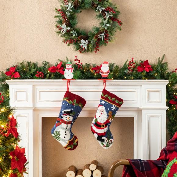 Glitzhome Glitzhome Set Of 2 Christmas Epoxy Resin Santa & Snowman Stocking Holder(KD)