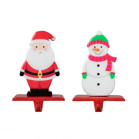 Glitzhome Glitzhome Set Of 2 Christmas Epoxy Resin Santa & Snowman Stocking Holder(KD)