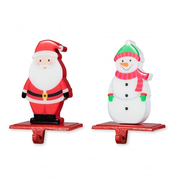 glitzhome Glitzhome Set of 2 Christmas Epoxy Resin Santa & Snowman Stocking Holder(KD)
