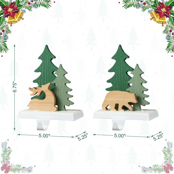 Glitzhome Glitzhome Set Of 2 Christmas Reindeer&Bear Stocking Holder