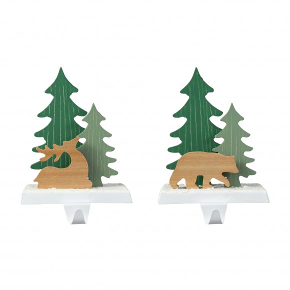 Glitzhome Glitzhome Set Of 2 Christmas Reindeer&Bear Stocking Holder