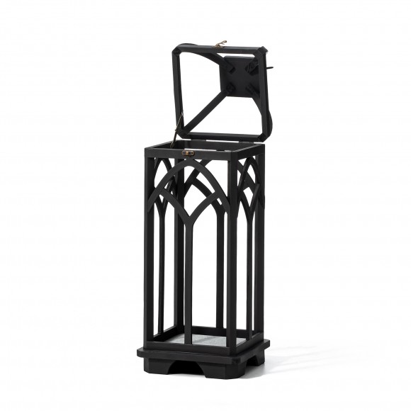 Glitzhome Glitzhome Set Of 2 Farmhouse Church Window Wood/Metal Black Lanterns