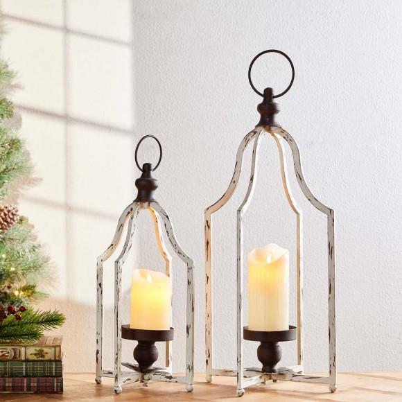 Glitzhome Glitzhome Set Of 2 Farmhouse Rustic Metal Lantern (Large And Small)