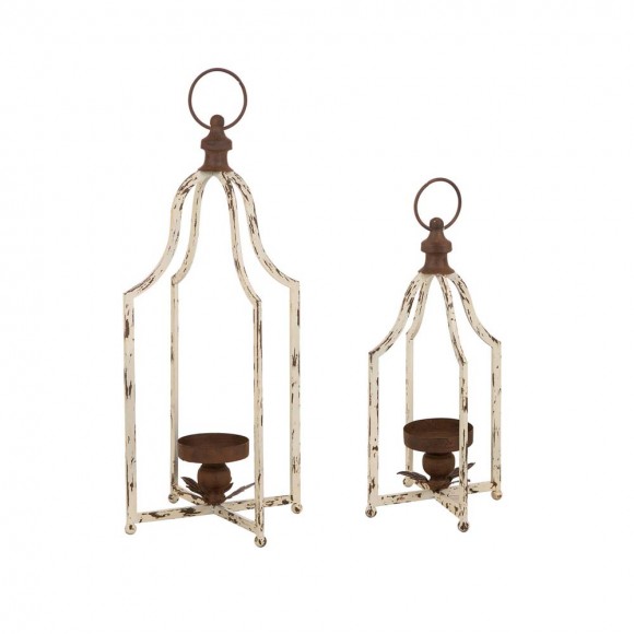 glitzhome Glitzhome Set Of 2 Farmhouse Rustic Metal Lantern (Large and Small)