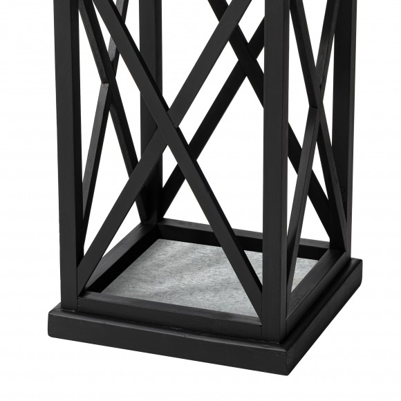 Glitzhome Glitzhome Set Of 2 Farmhouse Wood/Metal Black Lanterns