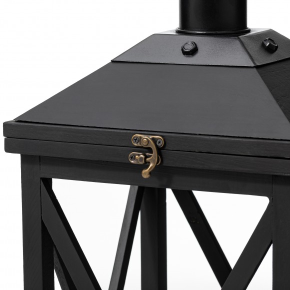 Glitzhome Glitzhome Set Of 2 Farmhouse Wood/Metal Black Lanterns