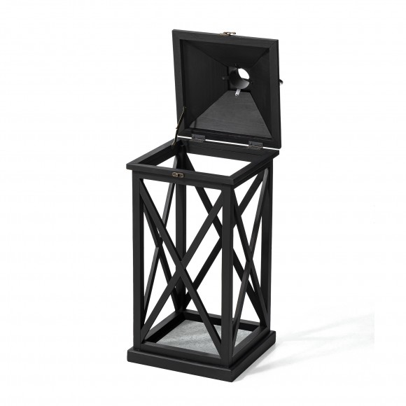 Glitzhome Glitzhome Set Of 2 Farmhouse Wood/Metal Black Lanterns