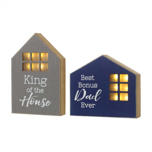 glitzhome Glitzhome Set of 2 Father's Day Lighted Wooden Table Block Sign