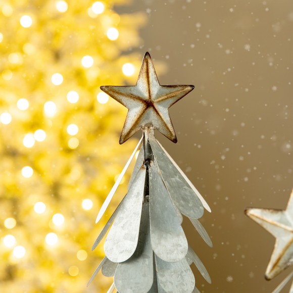 Glitzhome Glitzhome Set Of 2 Galvanized Metal Christmas Table Tree Decor