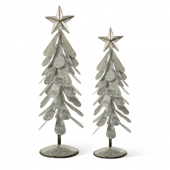 glitzhome Glitzhome Set of 2 Galvanized Metal Christmas Table Tree Decor