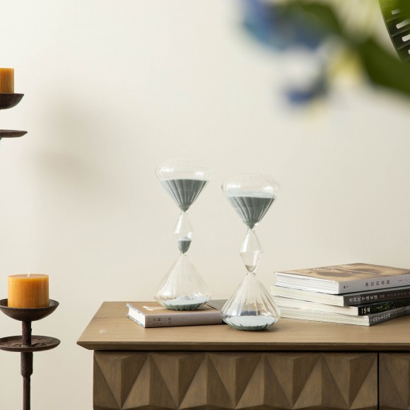 Glitzhome Glitzhome Set Of 2 Geometric Tri-Layer Hourglasses With Grey Sand 60-Minute Sand Timers