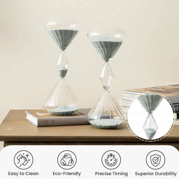Glitzhome Glitzhome Set Of 2 Geometric Tri-Layer Hourglasses With Grey Sand 60-Minute Sand Timers