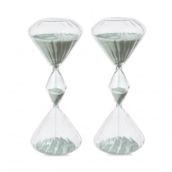 Glitzhome Glitzhome Set Of 2 Geometric Tri-Layer Hourglasses With Grey Sand 60-Minute Sand Timers