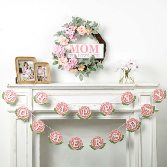 Glitzhome Glitzhome Set Of 2 Happy Mother's Day Wooden Garland