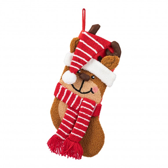 Glitzhome Glitzhome Set Of 2 Hooked Stocking Penguin & Reindeer
