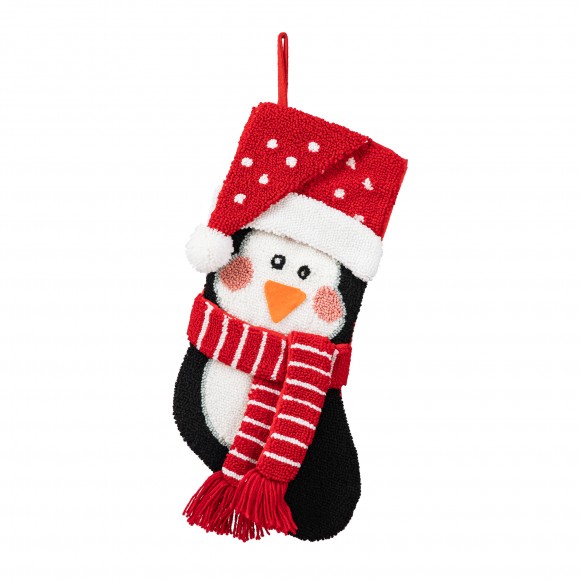 Glitzhome Glitzhome Set Of 2 Hooked Stocking Penguin & Reindeer