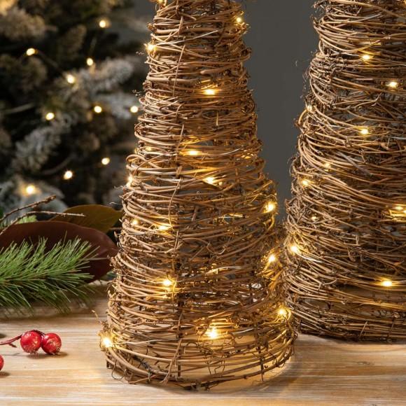 Glitzhome Glitzhome Set Of 2 Lighted Rattan Christmas Table Tree Decor