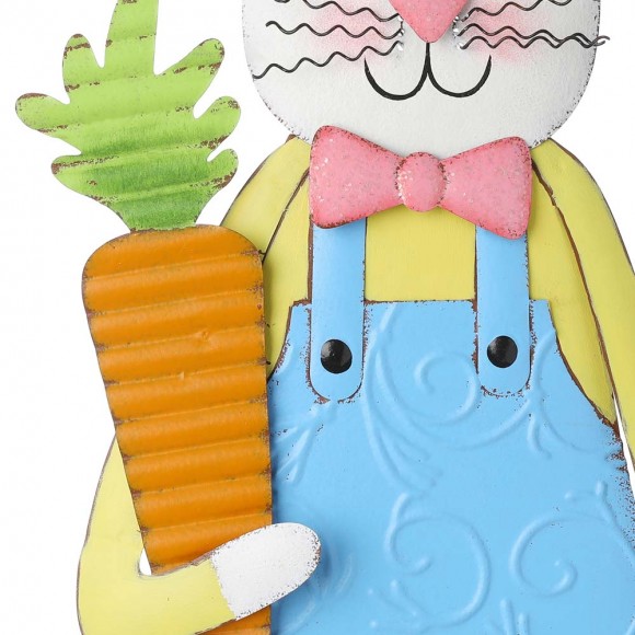 Glitzhome Glitzhome Set Of 2 Metal Bunny Boy And Girl Yard Stake Or Standing Décor Or Wall Décor (Three Functions)