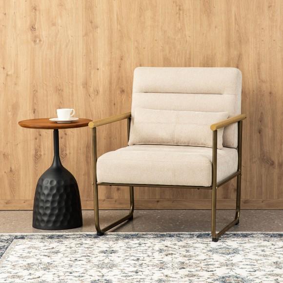 Glitzhome Glitzhome Set Of 2 Mid-Century Modern Beige Fabric Accent Arm Chair With Metal Frame