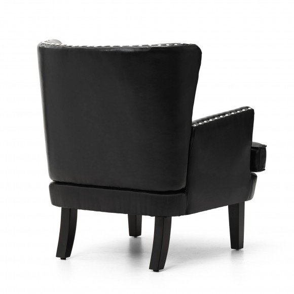 Glitzhome Glitzhome Set Of 2 Mid-century Modern Black Leatherette Button-tufted Accent Arm Chair