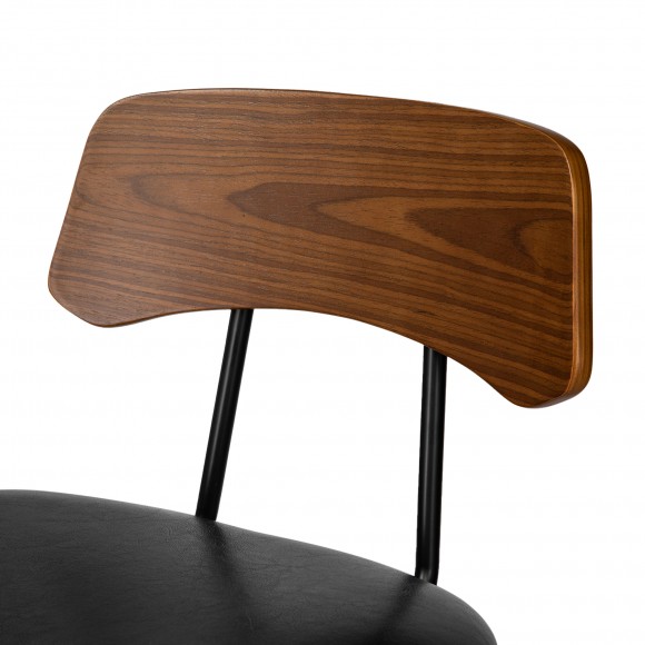 Glitzhome Glitzhome Set Of 2 Mid-Century Modern Black Leatherette Bar Stool With Walnut Bentwood Frame And Backrest