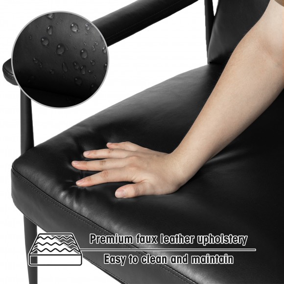 Glitzhome Glitzhome Set Of 2 Mid-Century Modern Black Leatherette Armchair With High Back And Padded Arms