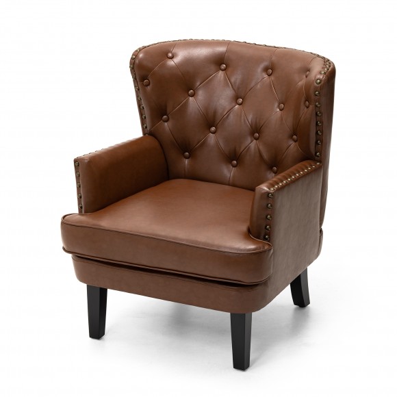 Glitzhome Glitzhome Set Of 2 Mid-century Modern Coffee Leatherette Button-tufted Accent Arm Chair