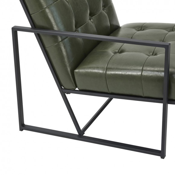 Glitzhome Glitzhome Set Of 2 Mid-Century Modern Hunter Green Leatherette Button-tufted Accent Arm Chair With Black Metal Frame