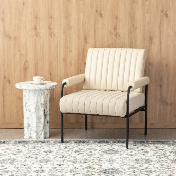 Glitzhome Glitzhome Set Of 2 Mid-Century Modern Leatherette And Fabric Combination Armchair With Black Metal Frame And Padded Arms