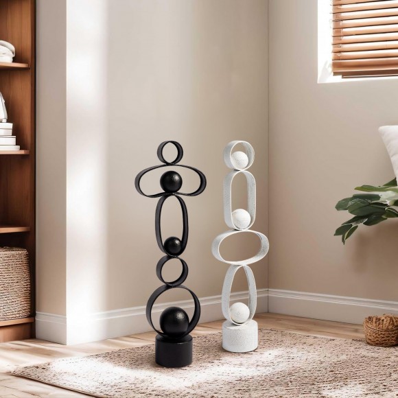 Glitzhome Glitzhome Set Of 2 Modern Abstract White Metal Sculpture Table Decor