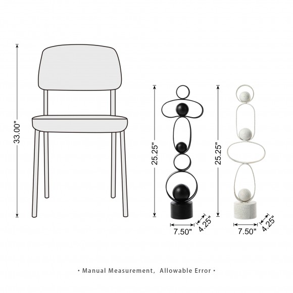Glitzhome Glitzhome Set Of 2 Modern Abstract White Metal Sculpture Table Decor