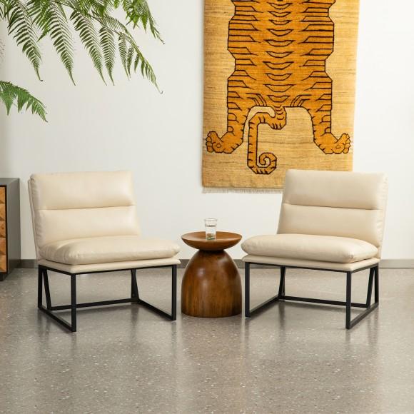 Glitzhome Glitzhome Set Of 2 Modern Beige Thick Leatherette Accent Chair