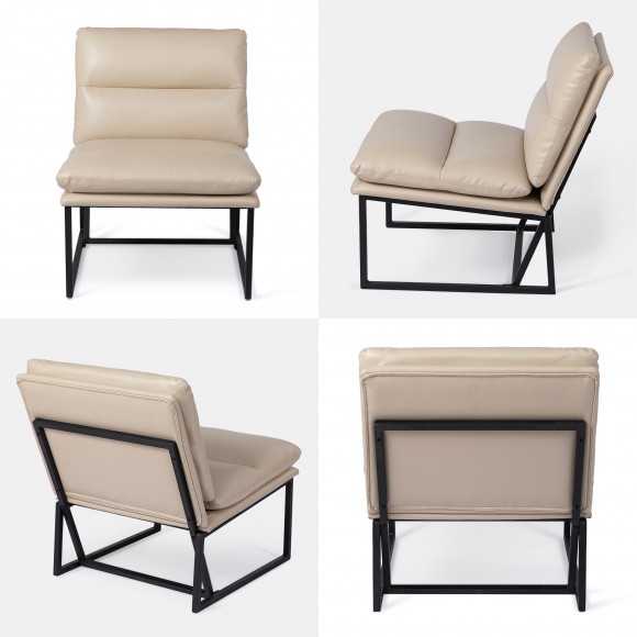 Glitzhome Glitzhome Set Of 2 Modern Beige Thick Leatherette Accent Chair