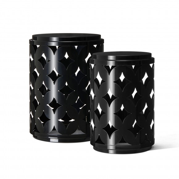 glitzhome Glitzhome Set of 2 Modern Black Heavy Duty Metal Frame Side Table or Accent Stool