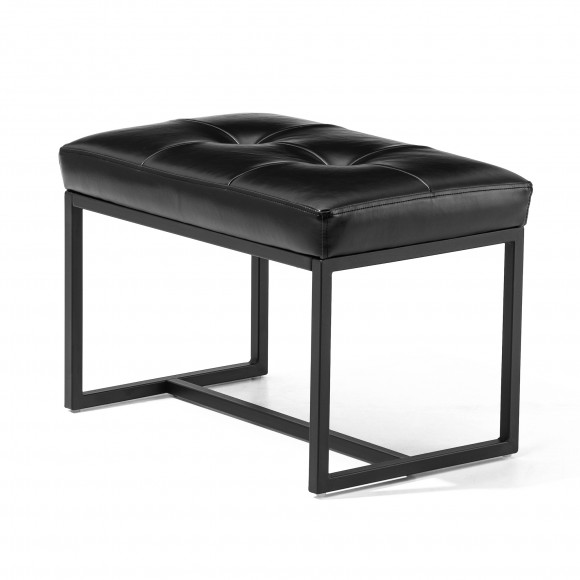 Glitzhome Glitzhome Set Of 2 Modern Black Thick Leatherette Accent Stool