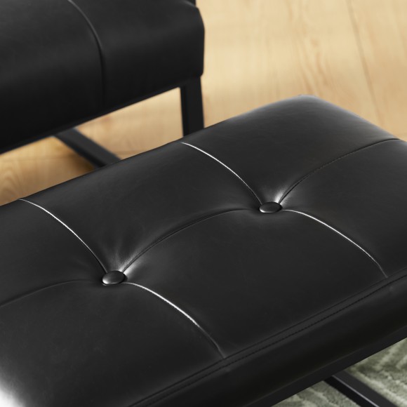 Glitzhome Glitzhome Set Of 2 Modern Black Thick Leatherette Accent Stool