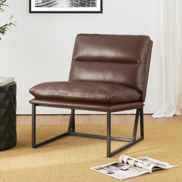Glitzhome Glitzhome Set Of 2 Modern Coffee Thick Leatherette Accent Arm Chair
