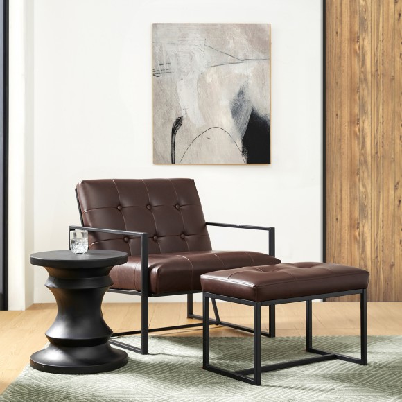 Glitzhome Glitzhome Set Of 2 Modern Coffee Thick Leatherette Accent Stool