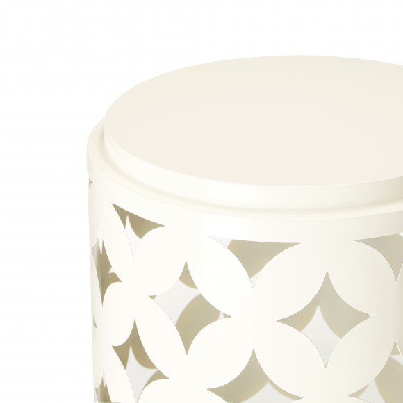 Glitzhome Glitzhome Set Of 2 Modern Cream White Heavy Duty Metal Frame Side Table Or Accent Stool