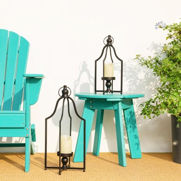 Glitzhome Glitzhome Set Of 2 Modern Farmhouse Black Metal Lanterns